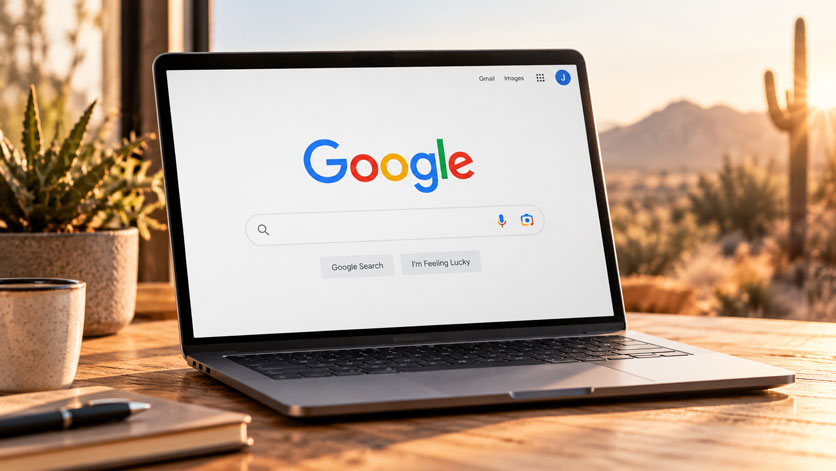 Laptop displaying Google Search